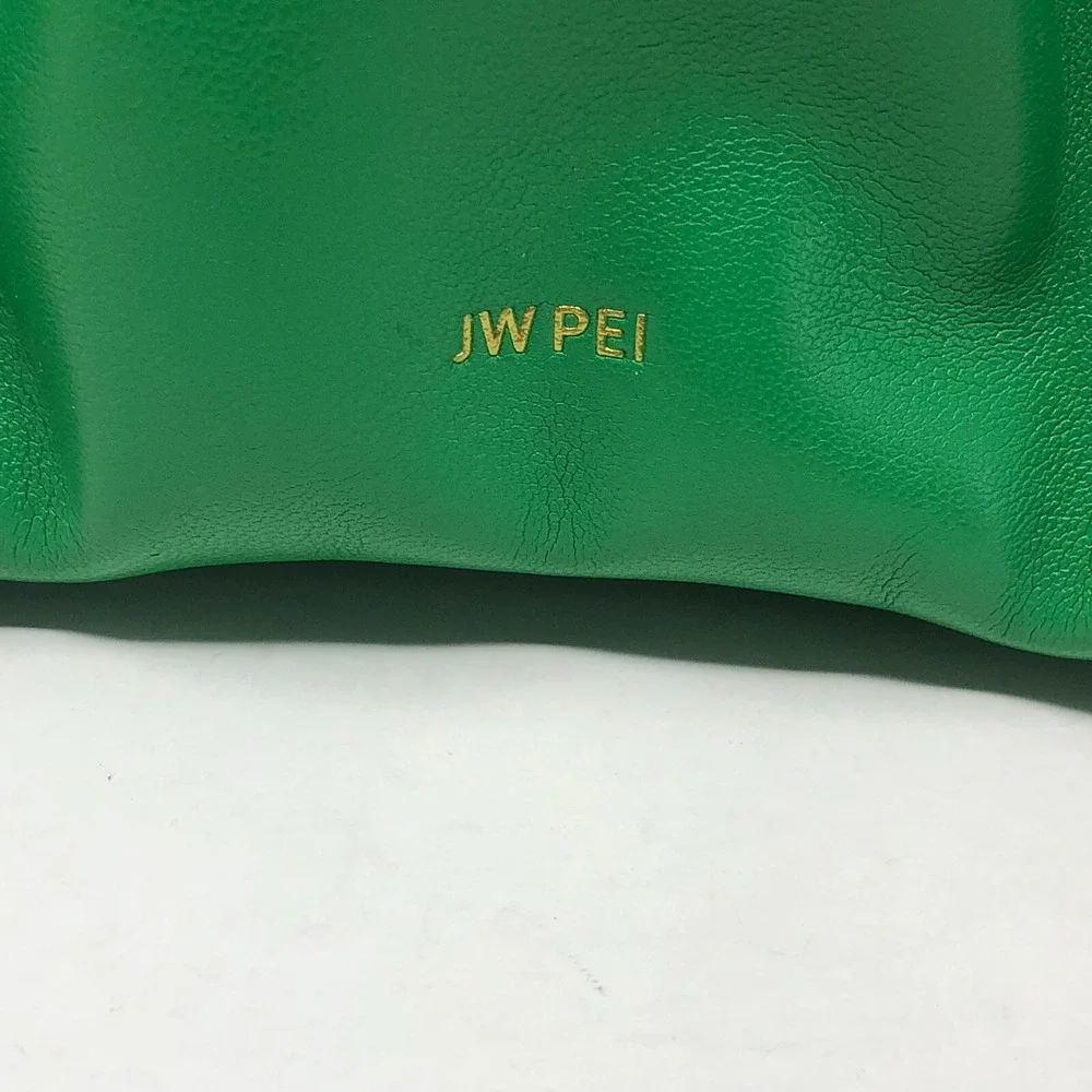 JW Pei Gabbi Ruched Hobo Green Handbag Faux Leather Vegan Purse St Patricks Day